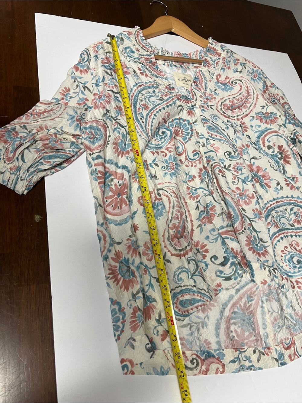 Umgee Blue & Dusty Rose Floral Smocked Ruffle Top Large New with Tags! - Picture 14 of 15